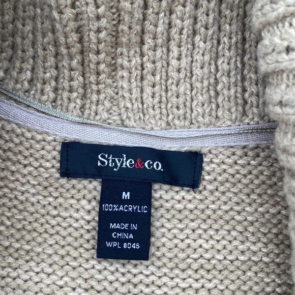 Style & Co tan sleeveless sweater vest cardigan - Picture 2 of 4